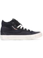 Diesel Hi-top Sneakers, Men's, Size: 43, Blue, Calf Leather/rubber