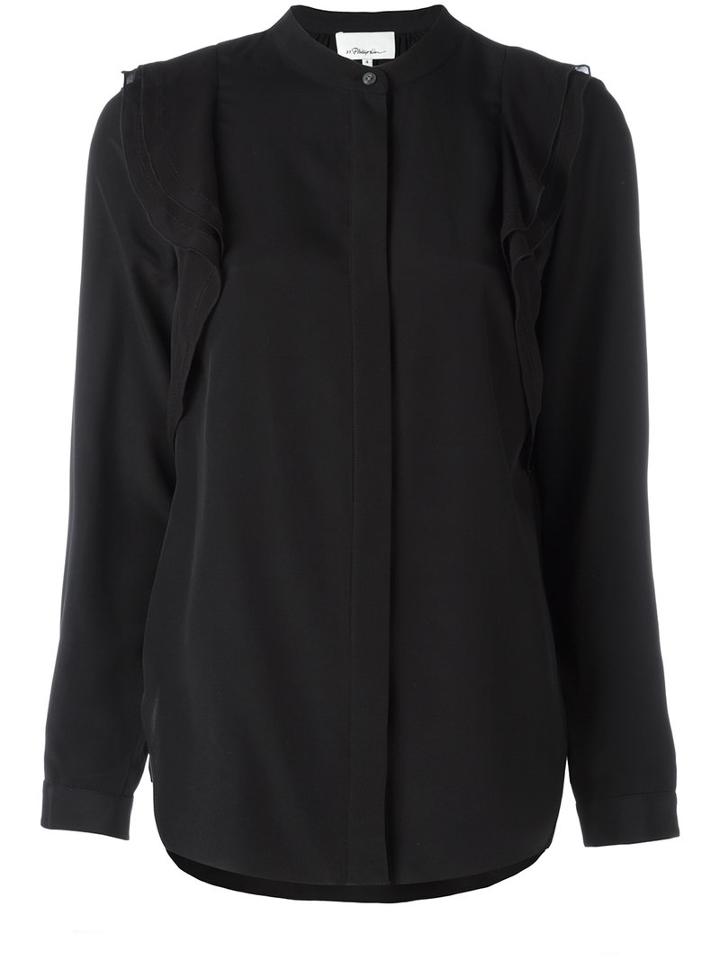 3.1 Phillip Lim Long Sleeve Shirt, Women's, Size: 4, Black, Silk