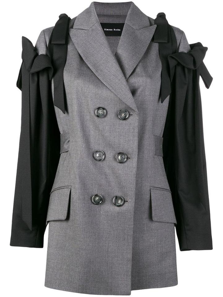 Simone Rocha Double Breasted Bow Sleeve Jacket - Grey