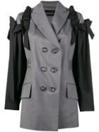 Simone Rocha Double Breasted Bow Sleeve Jacket - Grey