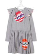 Fendi Kids Bag Bugs Print Dress - Grey