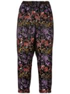Comme Des Garçons Comme Des Garçons Flower Print Tapered Cropped Trousers, Women's, Size: Medium, Pink/purple, Polyester/rayon