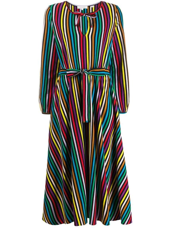 Chinti & Parker Belted Striped Long Dress - Black