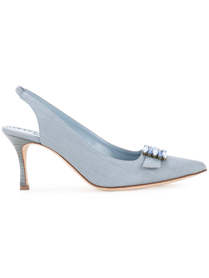 Manolo Blahnik Embellished Patraxin Pumps - Blue