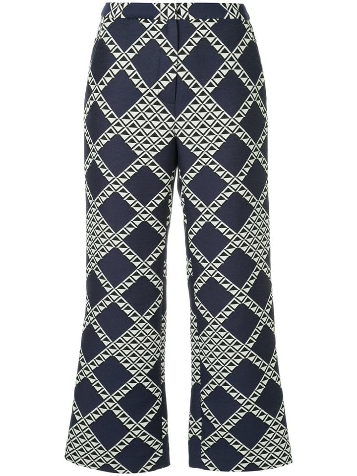 Bianca Spender Diamond Cropped Bootleg Trousers - Blue