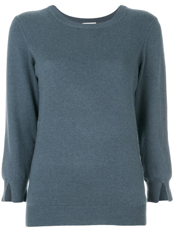Closed Slit Sleeve Sweater - Blue
