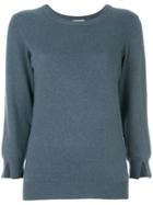 Closed Slit Sleeve Sweater - Blue