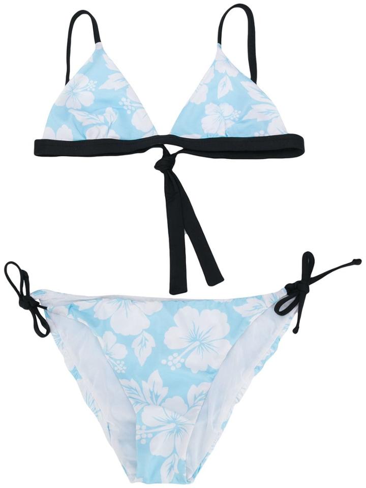 Mc2 Saint Barth Kids Floral-print Bikini - Blue