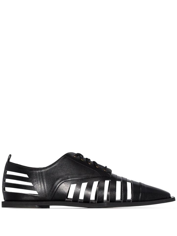 Rosie Assoulin Cutout Faux Leather Oxford Shoes - Black