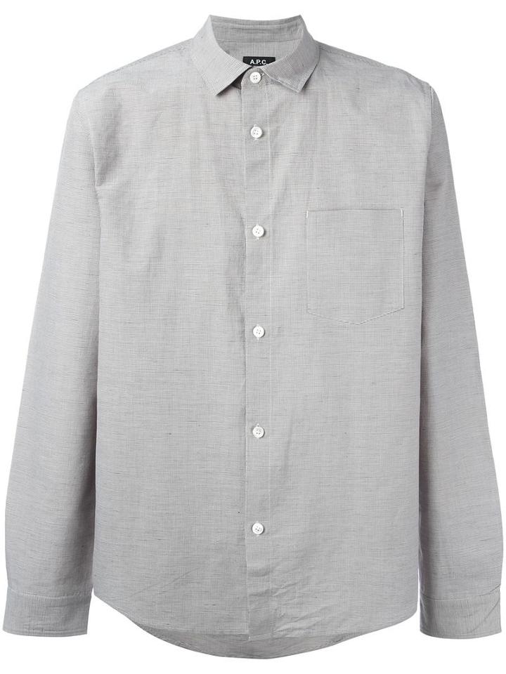 A.p.c. Chest Pocket Shirt, Men's, Size: Medium, Brown, Cotton/linen/flax