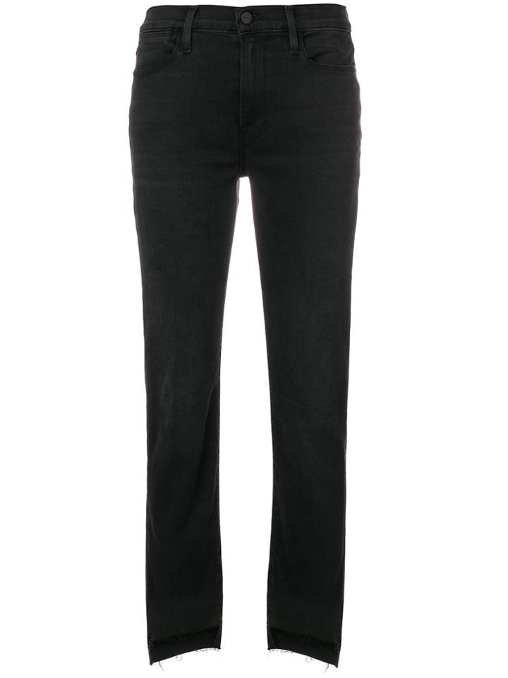 Frame Denim Frayed Straight-leg Jeans - Black
