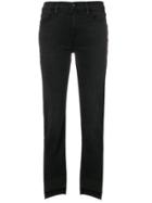 Frame Denim Frayed Straight-leg Jeans - Black
