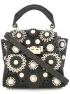 Zac Zac Posen Eartha Floral Applique Tote - Black