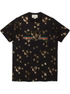 Gucci T-shirt With Stars And Moon Print - Black