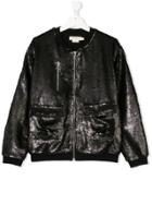 Andorine Teen Sequin Embellished Bomber Jacket - Black