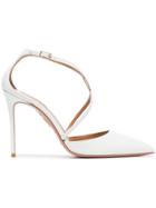 Aquazzura White Charisma 105 Leather Pumps