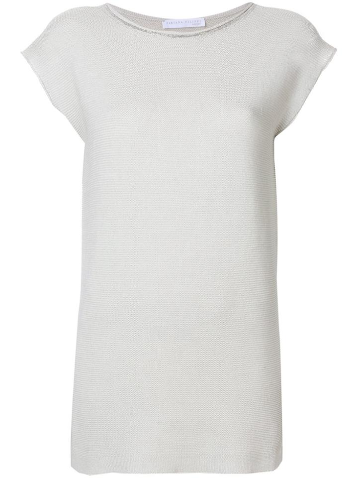 Fabiana Filippi Fine Knit Longline T-shirt - Grey