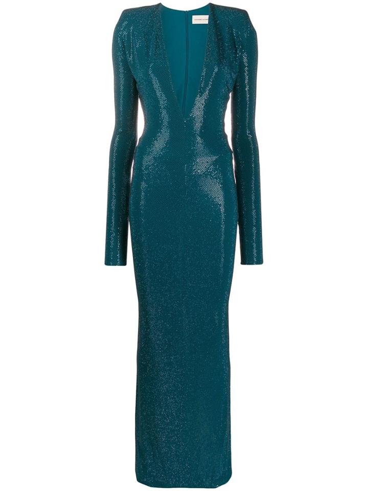 Alexandre Vauthier Long Rhinestone-embellished Dress - Blue