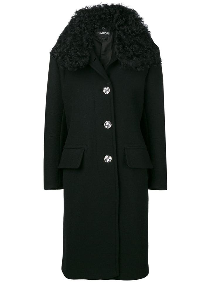 Tom Ford Fur Collared Coat - Black