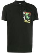 Diesel Digital Print Side Slit Polo Shirt - Black