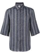 Brunello Cucinelli - Striped Short Sleeve Shirt - Men - Linen/flax - M, Grey, Linen/flax