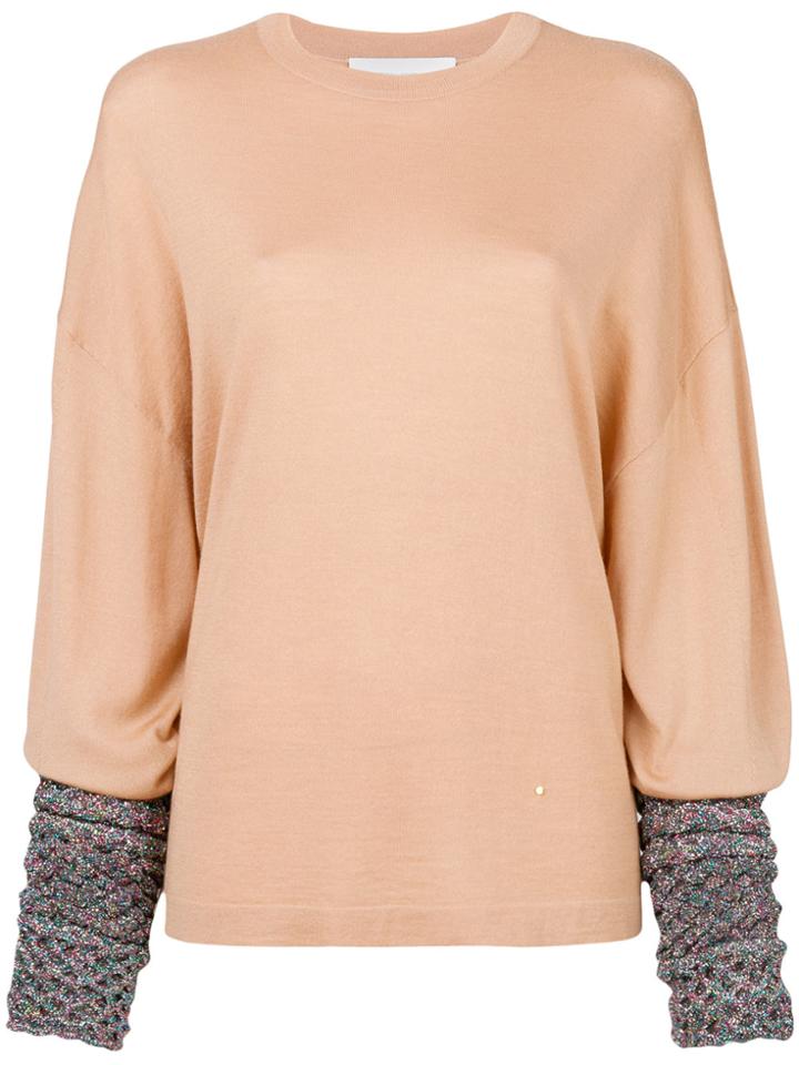 Esteban Cortazar Contrast-cuff Slouched Top - Pink & Purple