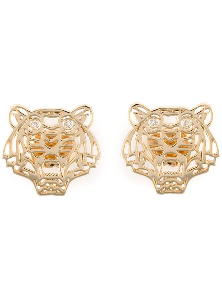 Kenzo Small 'tiger' Earrings, Women's, Metallic