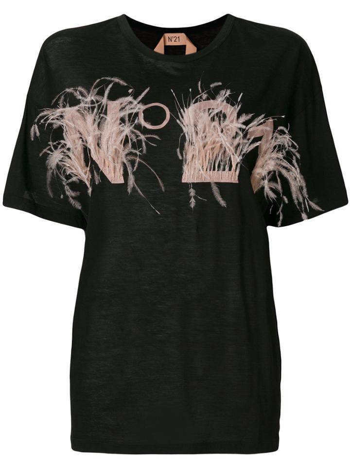 No21 Feather Logo T-shirt - Black