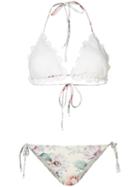 Zimmermann - Floral Print Bikini - Women - Cotton/polyamide/spandex/elastane - 1, White, Cotton/polyamide/spandex/elastane