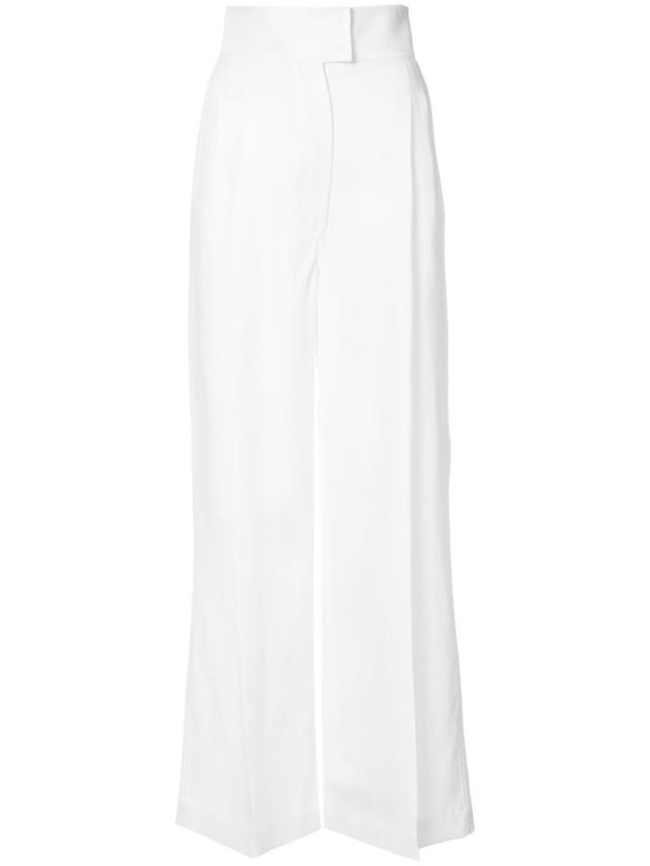 Barbara Casasola - Wide-leg Pants - Women - Linen/flax/nylon/spandex/elastane - 44, White, Linen/flax/nylon/spandex/elastane