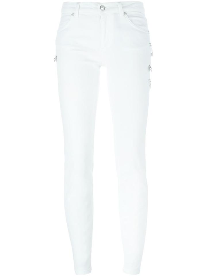 Versus Safety Pin Detail Skinny Jeans, Women's, Size: 27, White, Cotton/spandex/elastane/metal Other