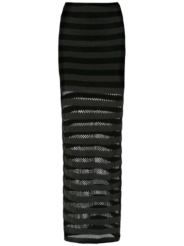 Andrea Bogosian Striped Long Skirt - Black