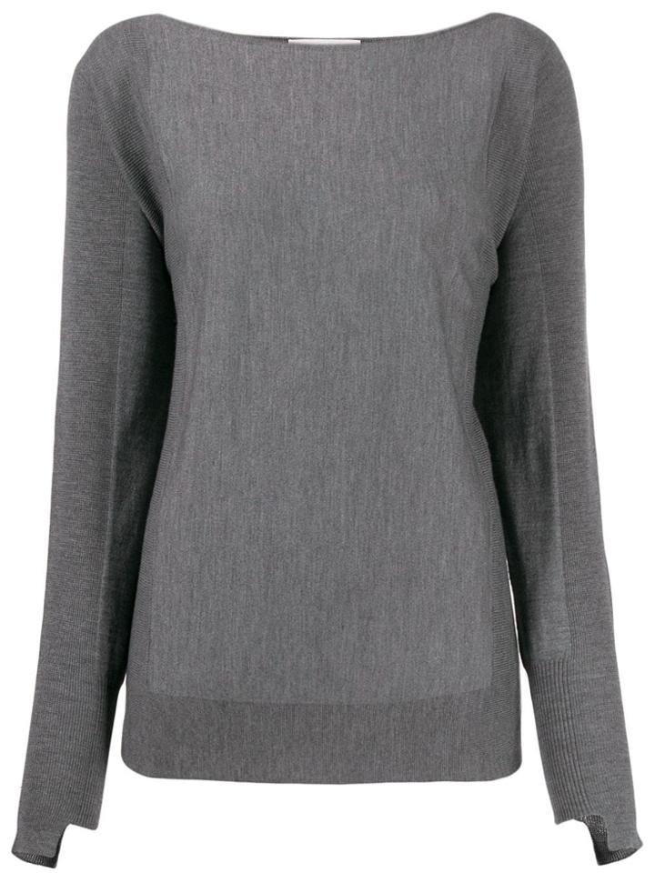 Zanone Loose-fit Boat Neck Jumper - Grey