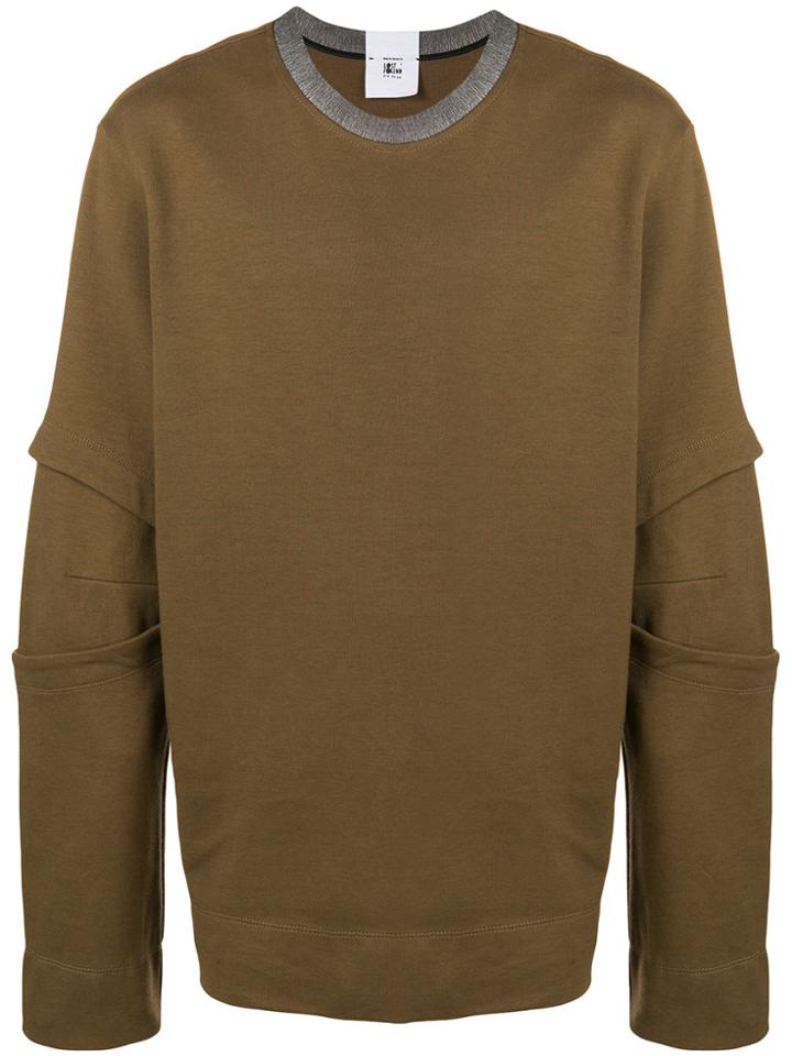 Lost & Found Rooms Panelled Sleeve Sweatshirt - Brown