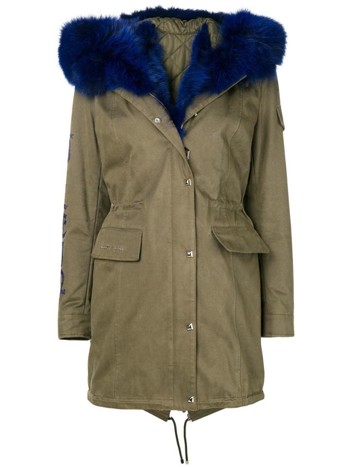 Philipp Plein Fur Trim Parka - Green