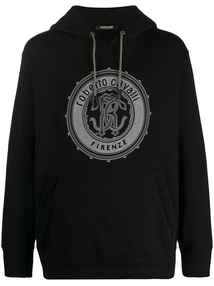 Roberto Cavalli Studded Logo Hoodie - Black