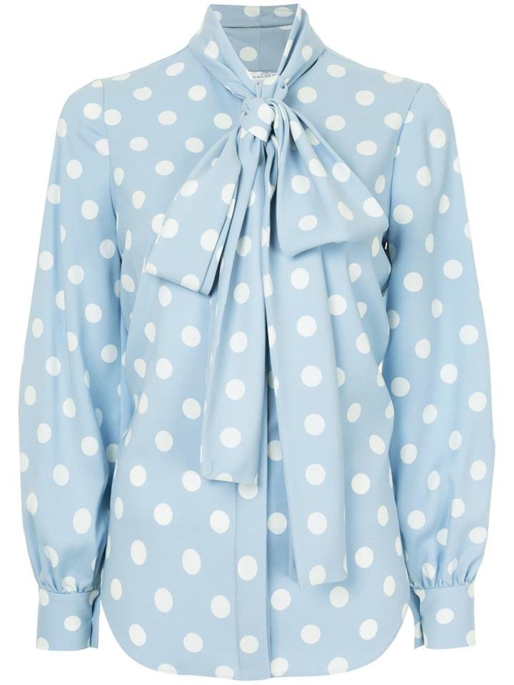 Oscar De La Renta Scarf Tie Blouse - Blue