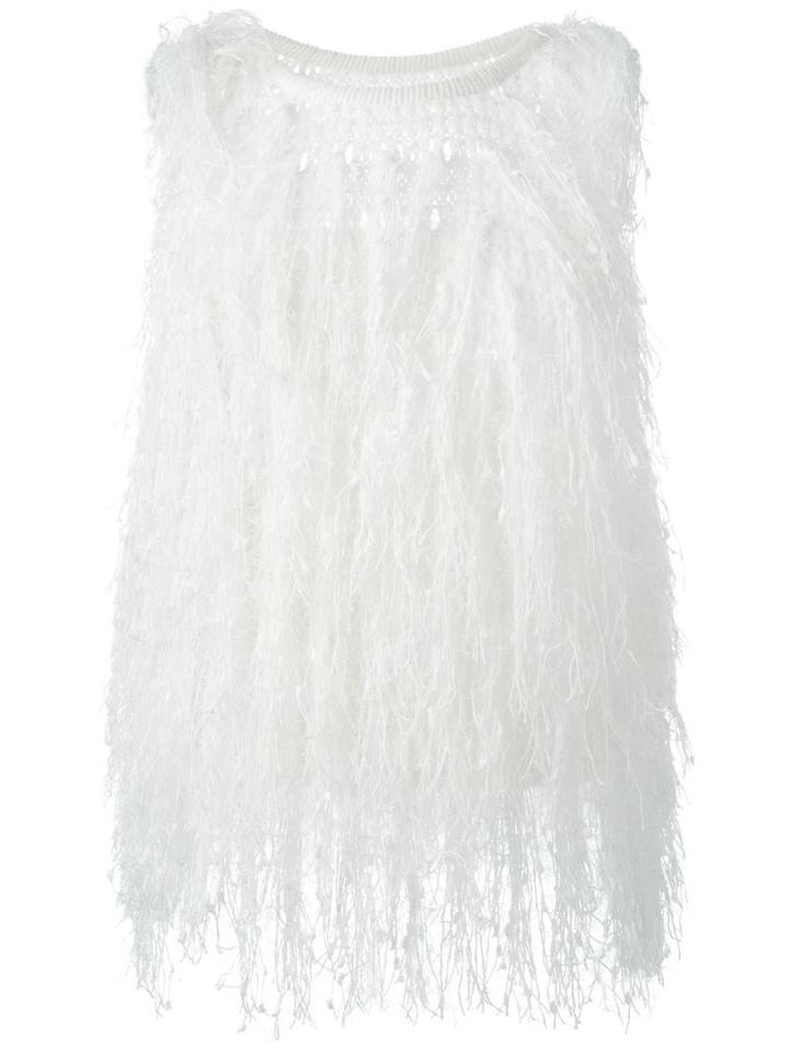 Dkny Sleeveless Fringed Sweater
