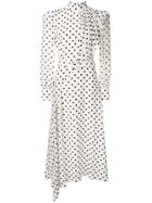 Alessandra Rich Belted Polka Dot Dress - White