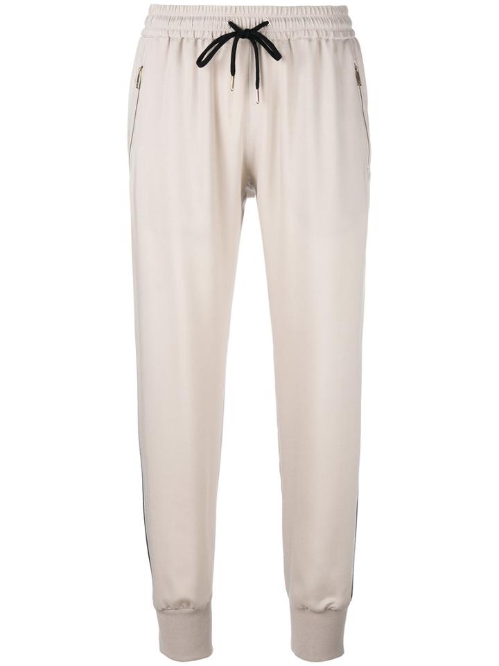 Burberry Drawstring Track Pants, Women's, Size: 10, Nude/neutrals, Viscose/polyester