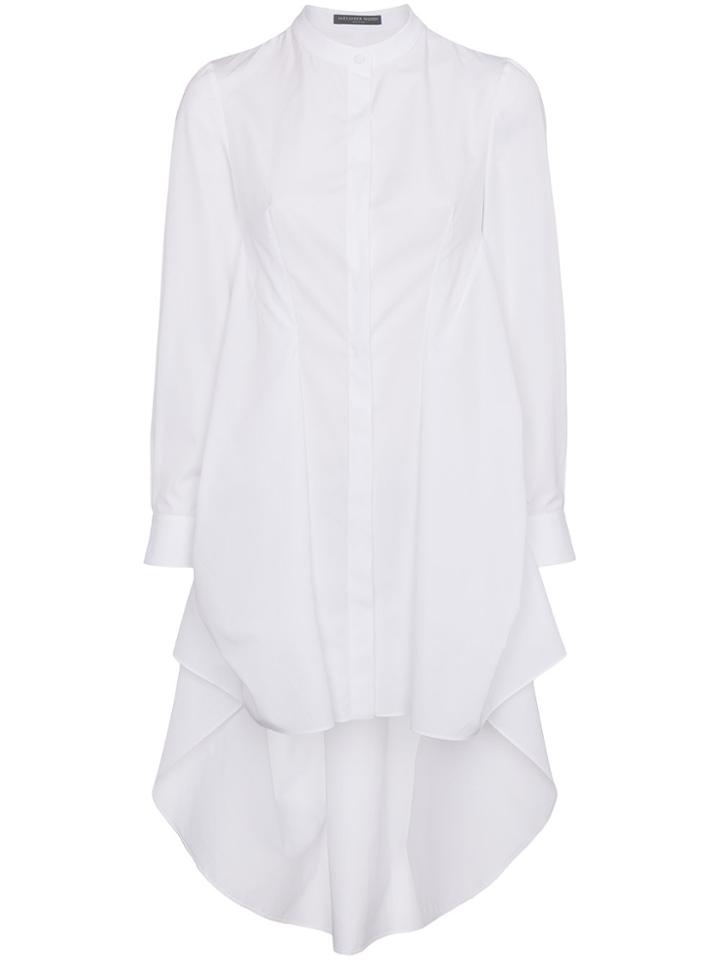 Alexander Mcqueen Collarless Shirt With Dipped Hem - White