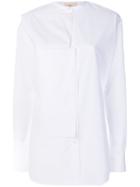 Alexander Mcqueen Collarless Shirt With Dipped Hem - White