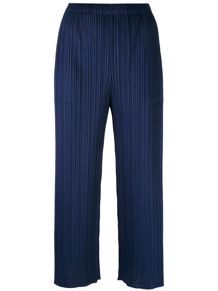 Pleats Please By Issey Miyake January Trousers, Women's, Size: 3, Blue, Polyester