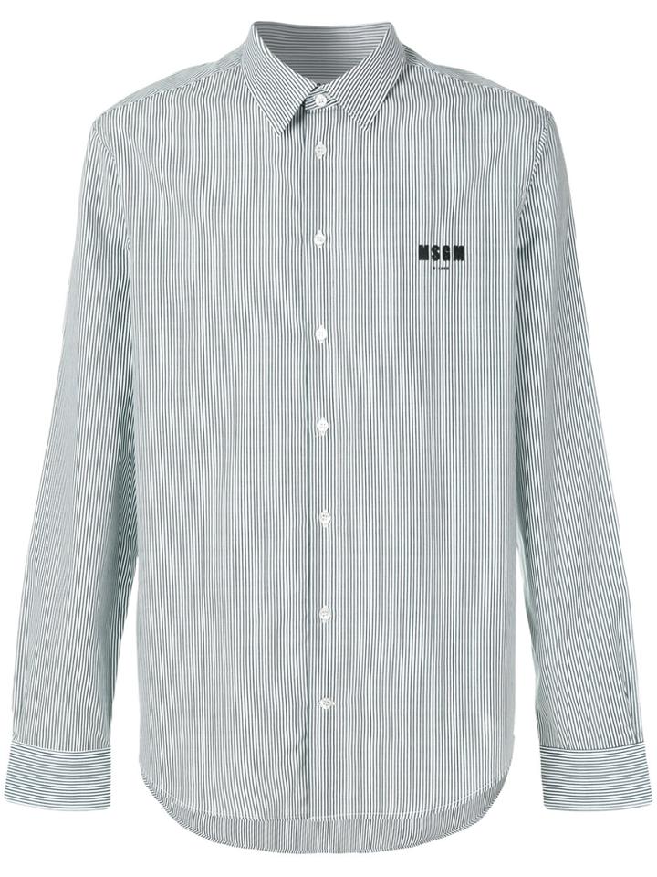 Msgm Striped Logo Detail Shirt - Green