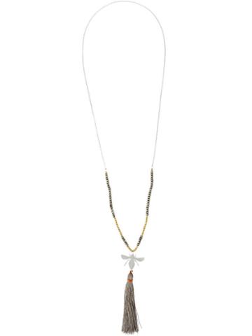 Maria Teresa Sottile Tasseled Bee Necklace, Women's, Metallic