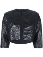 Josie Natori Embossed Leather Bolero - Black