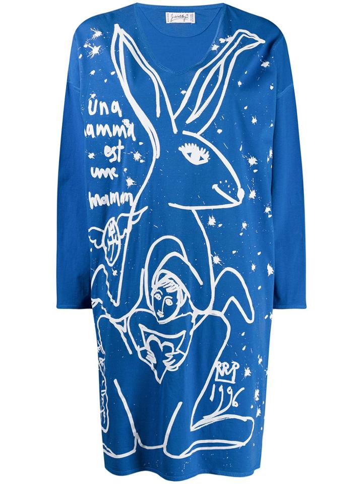 Jc De Castelbajac Pre-owned 1980s Illustrated Jumper Dress - Blue