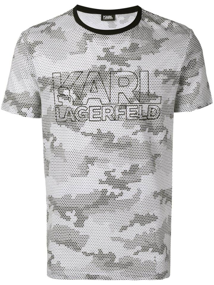 Karl Lagerfeld Logo Hexagon Pattern T-shirt - White