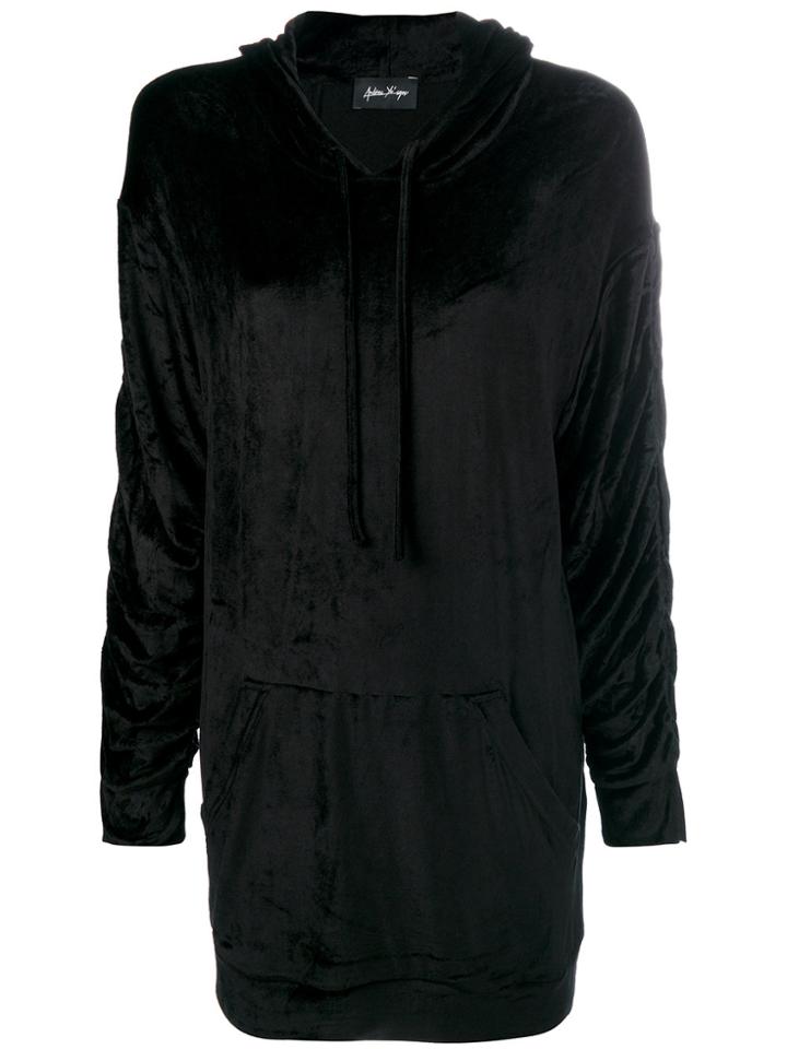 Andrea Ya'aqov Oversized Velvet Hoodie - Black