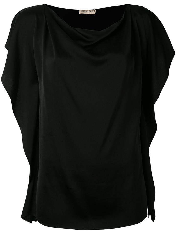 Emilio Pucci - Butterfly Sleeve Top - Women - Viscose - 40, Black, Viscose